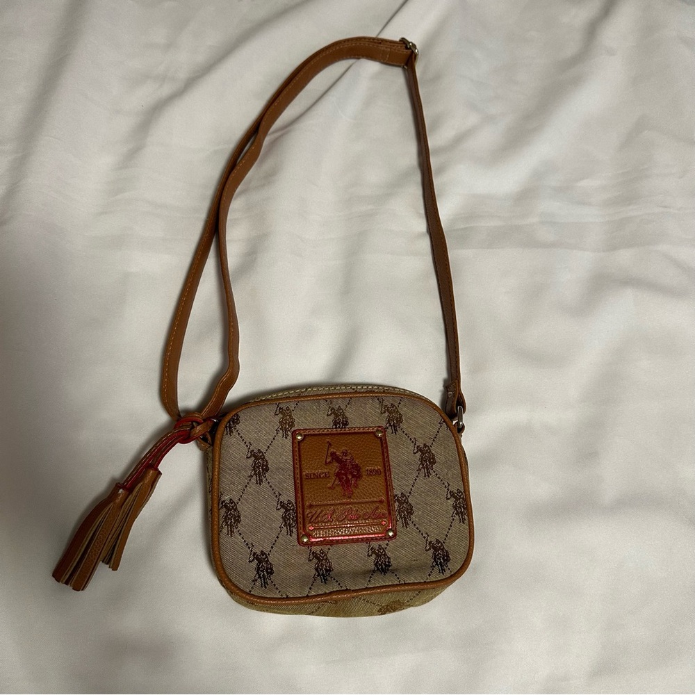 US Polo Tan and Brown Crossbody Bag